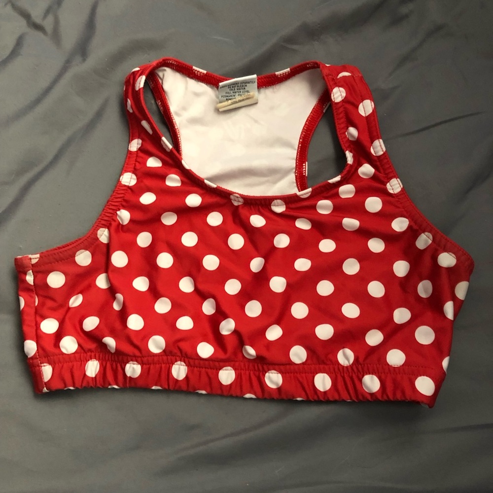 Red polka dot varsity sports bra